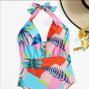 Floral one piece bathing suit
